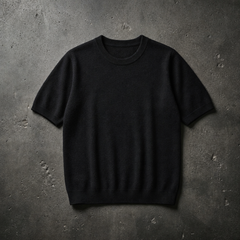 Thassos Cashmere Knit Tee in Black
