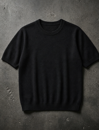 Thassos Cashmere Knit Tee in Black