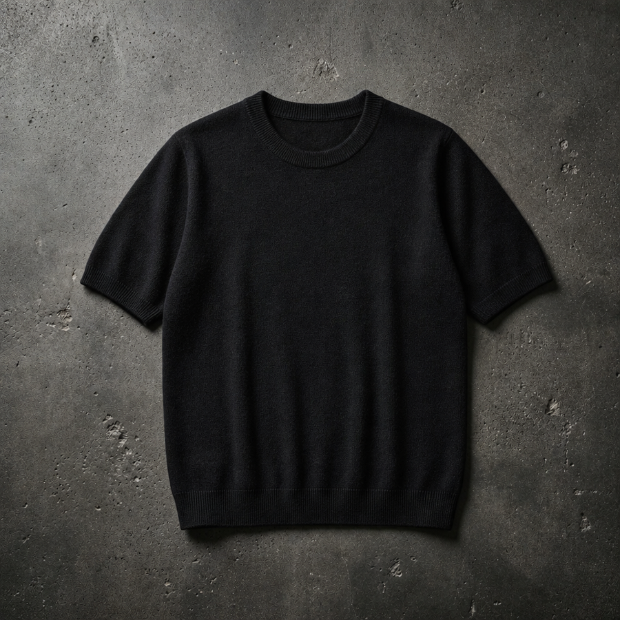 Thassos Cashmere Knit Tee in Black
