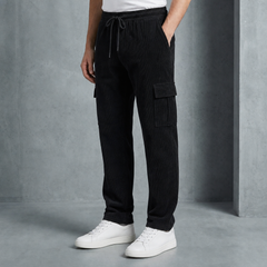 Skiathos Corduroy Cargo Pants in Black