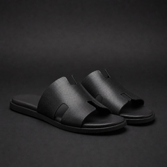 Treviso Perforated H-Strap Slides in Black