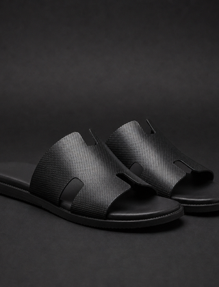 Treviso Perforated H-Strap Slides in Black