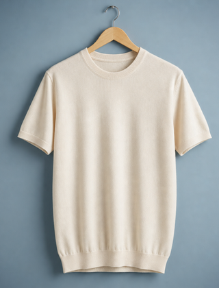 Meteora Cashmere Blend Knit Tee in Cream