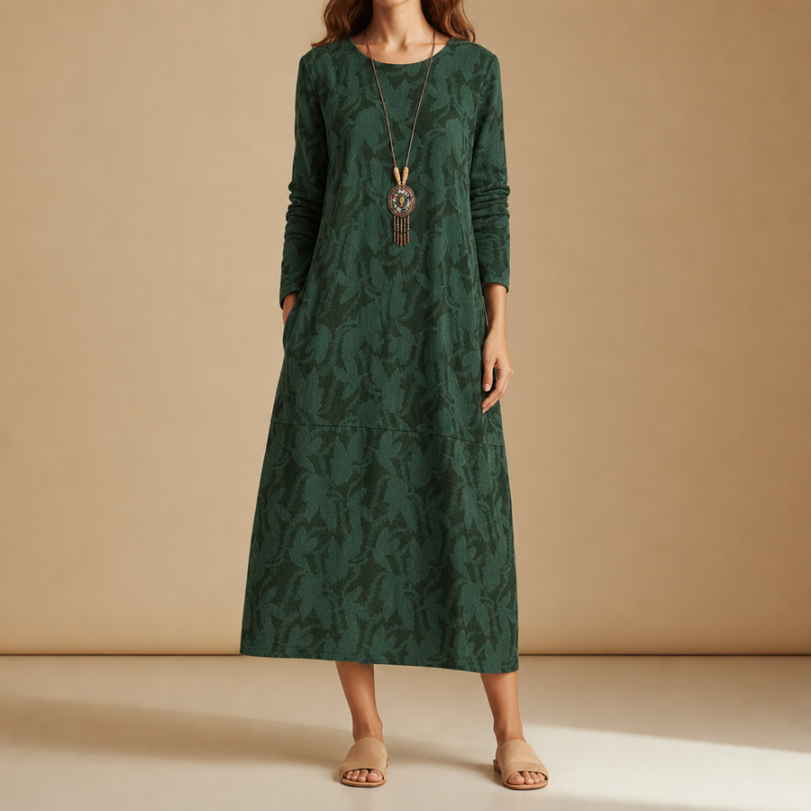 Trogir Printed Midi Dress in Green