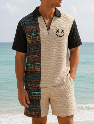 Ubeda Colorblock Polo Co-Ord in Khaki