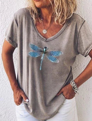 Women's T Shirt | V-Neck Short Sleeve Print