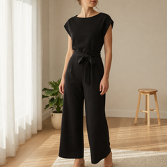 Antibes Belted Batwing Jumpsuit in Black