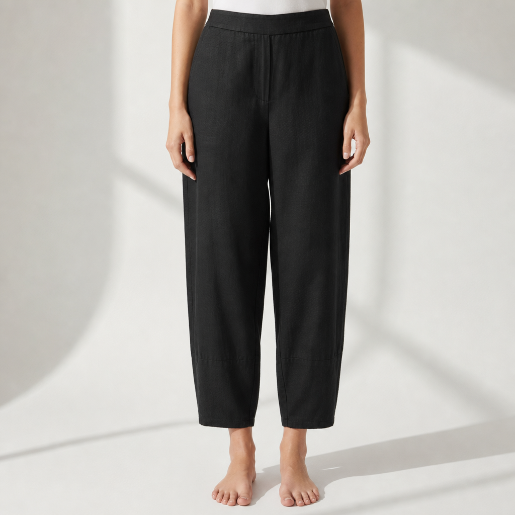 Mougins Tapered Linen Pants in Black