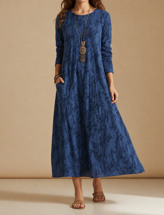 Trogir Printed Midi Dress in Blue