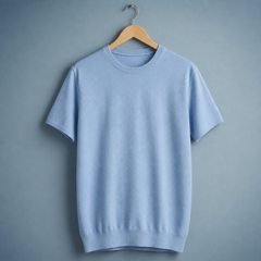 Meteora Cashmere Blend Knit Tee in Blue