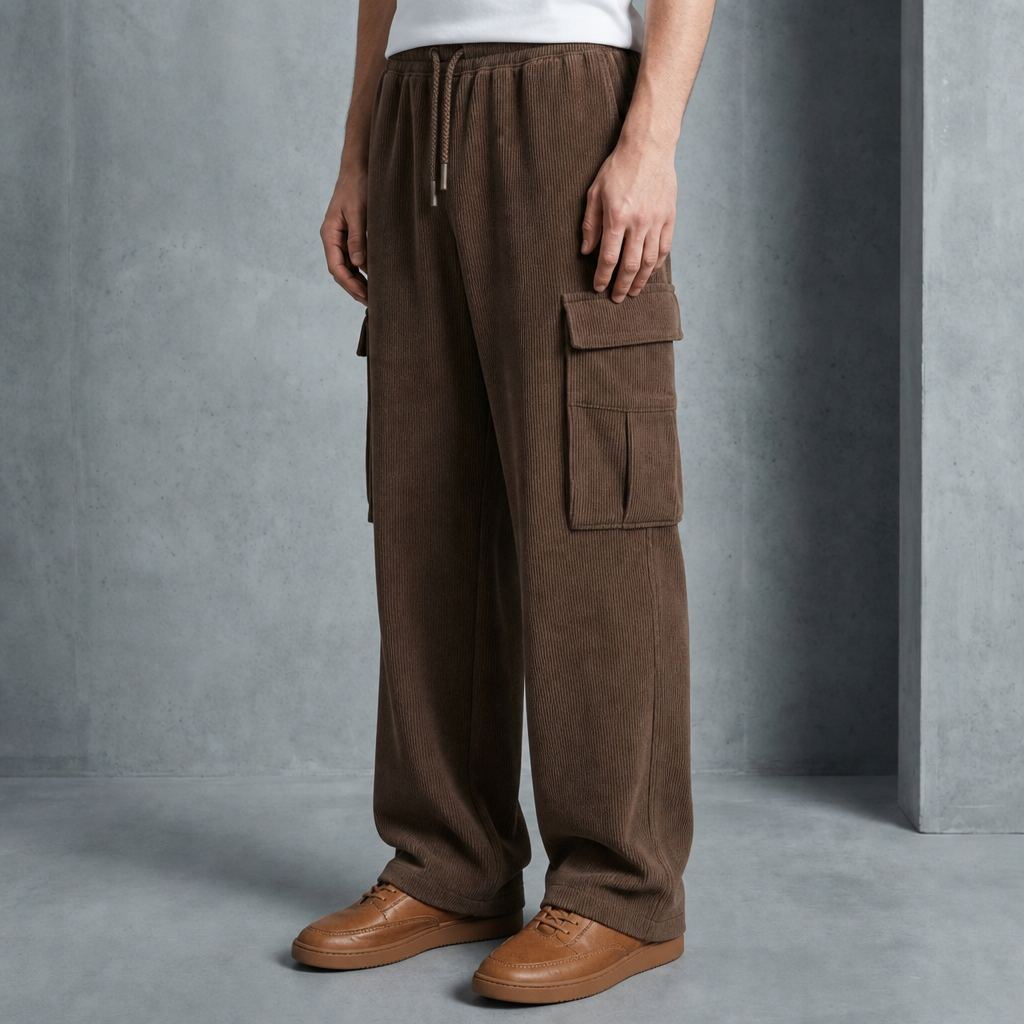Skiathos Corduroy Cargo Pants in Brown