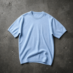 Thassos Cashmere Knit Tee in Sky Blue