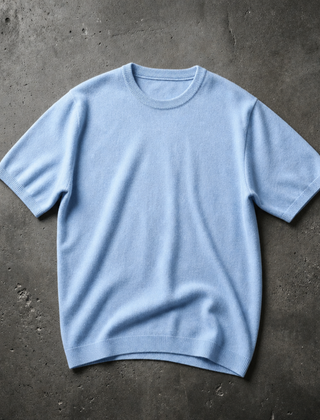 Thassos Cashmere Knit Tee in Sky Blue