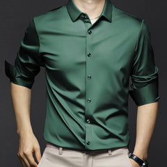 Men's Button Up Shirt | Collared Three-Quarter Sleeve Breathable