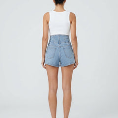 Women's Denim Shorts | Extra High Waist Button Closure Relaxed Fit
