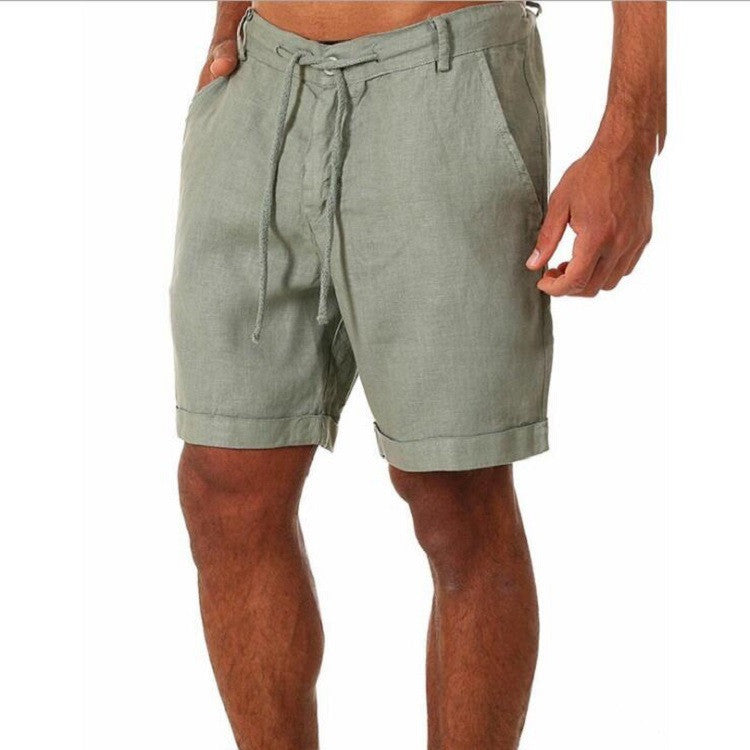 Men's Tailored Shorts | Relaxed Fit Linen Drawstring Rolled Hem
