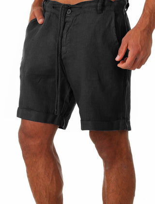 Men's Tailored Shorts | Relaxed Fit Linen Drawstring Rolled Hem