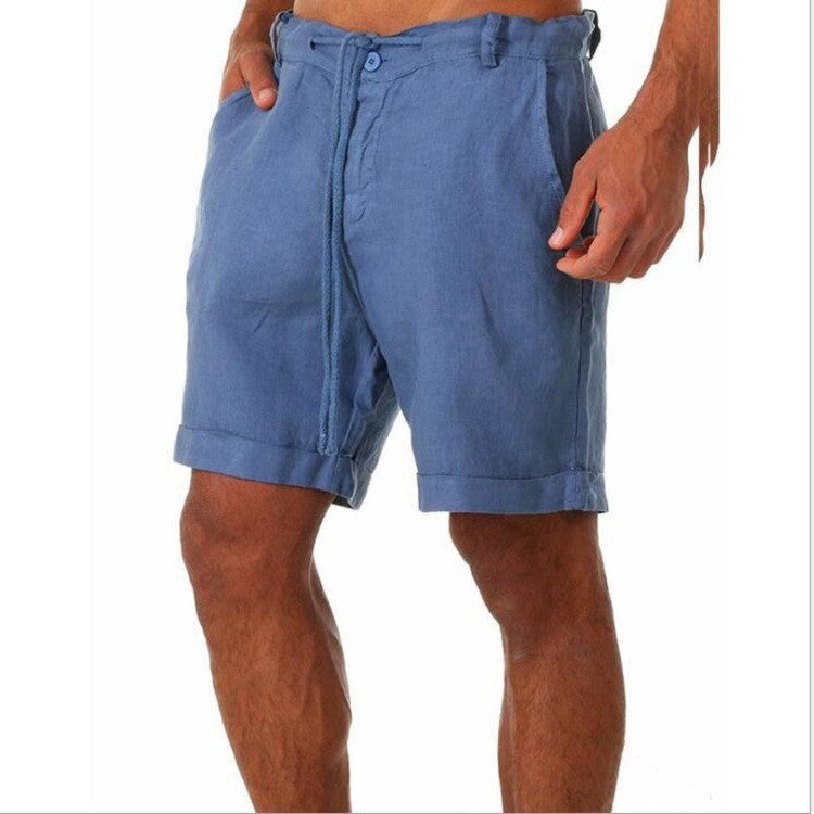 Men's Tailored Shorts | Relaxed Fit Linen Drawstring Rolled Hem