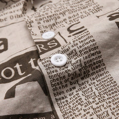 Men's Hawaiian Shirt | Short Sleeve Newspaper Print Collar