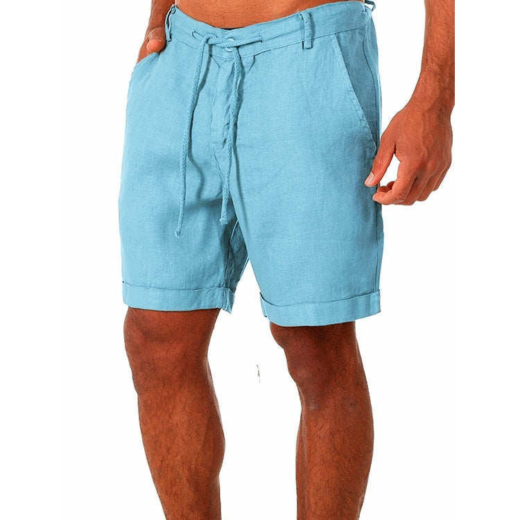 Men's Tailored Shorts | Relaxed Fit Linen Drawstring Rolled Hem