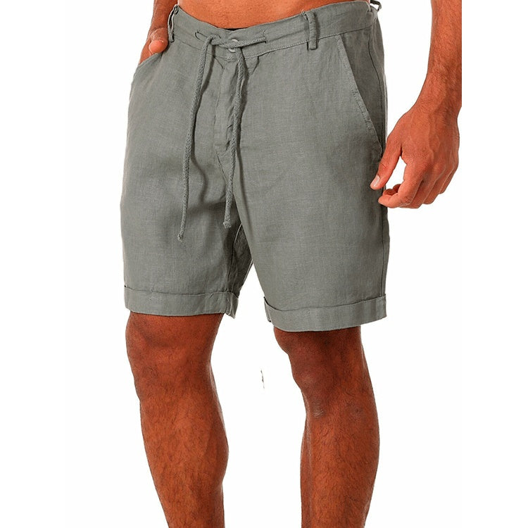 Men's Tailored Shorts | Relaxed Fit Linen Drawstring Rolled Hem