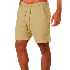 Men's Tailored Shorts | Relaxed Fit Linen Drawstring Rolled Hem