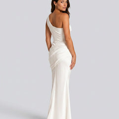 Women's Formal Dress | Maxi One Shoulder Draped Satin