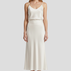 Women's Midi Skirt | High Waist Draped Satin