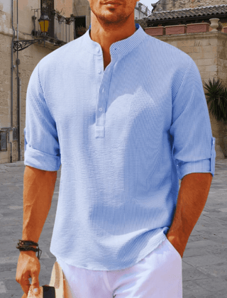 Men's White Shirt | Henley Neckline Relaxed Fit Knit