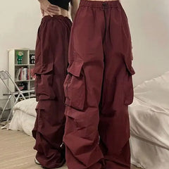 Women's Cargo Pants | Wide-Leg Relaxed Fit Drawstring Waist