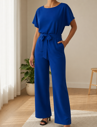 Antibes Belted Batwing Jumpsuit in Royal Blue