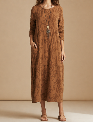 Trogir Printed Midi Dress in Brown