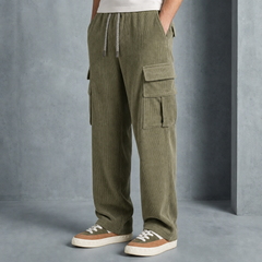 Skiathos Corduroy Cargo Pants in Sage Green