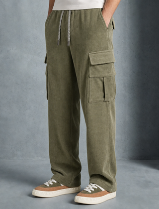 Skiathos Corduroy Cargo Pants in Sage Green
