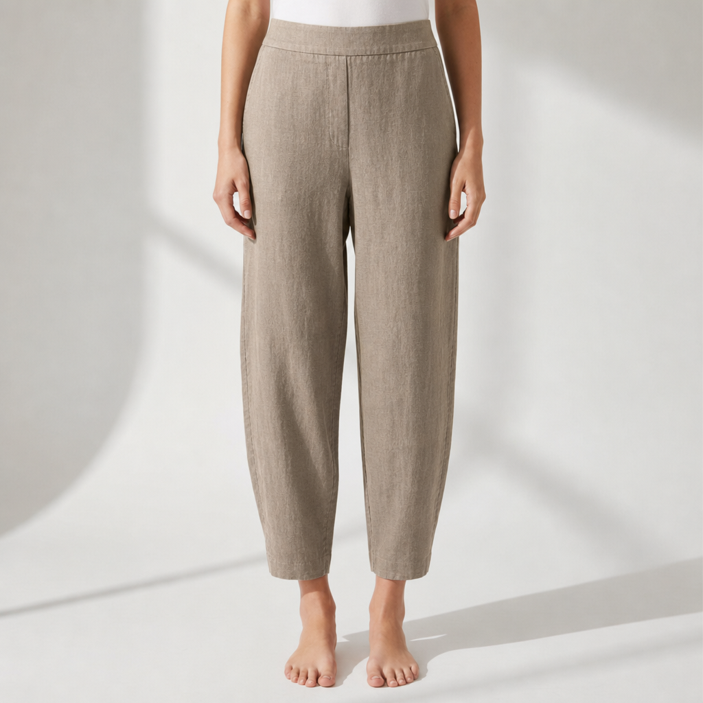 Mougins Tapered Linen Pants in Khaki