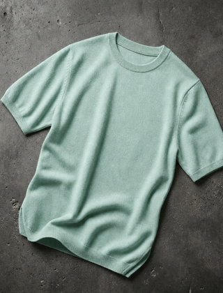 Thassos Cashmere Knit Tee in Mint Green