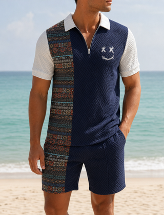 Ubeda Colorblock Polo Co-Ord in Navy Blue