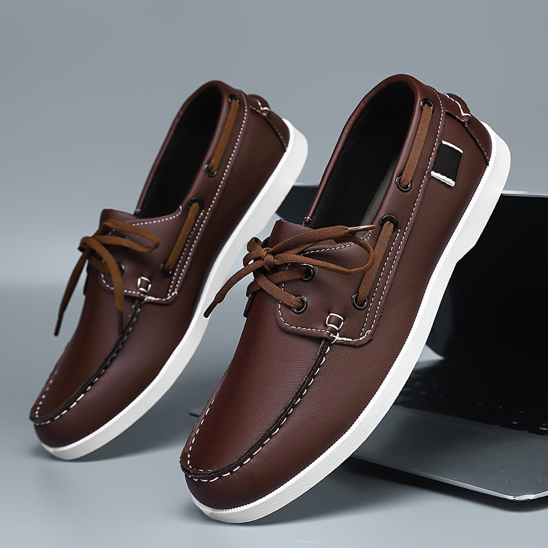 Men's Boat Shoe | Leather Round Toe Lace Closure