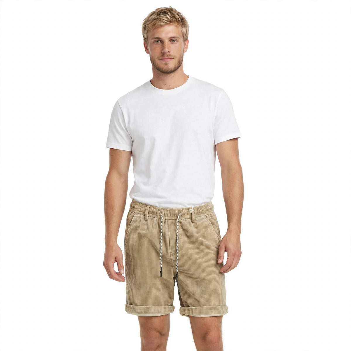 Men's Tailored Shorts | Drawstring Waist Corduroy Relaxed Fit