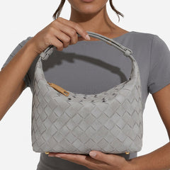 Women's Shoulder Bag | Woven Vegan Suede Quilted Hand-Woven