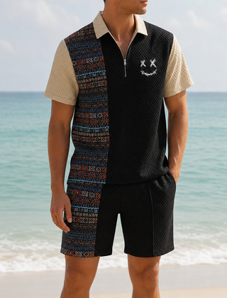 Ubeda Colorblock Polo Co-Ord in Black