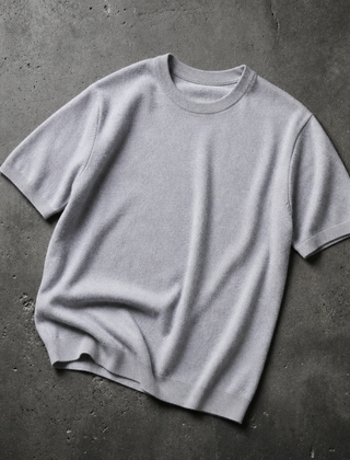 Thassos Cashmere Knit Tee in Gray