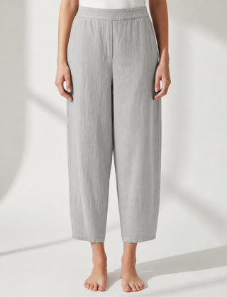 Mougins Tapered Linen Pants in Light Gray