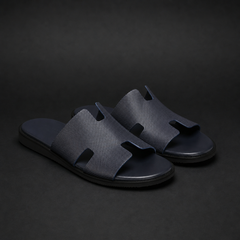 Treviso Perforated H-Strap Slides in Navy