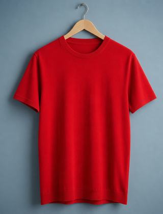 Meteora Cashmere Blend Knit Tee in Red