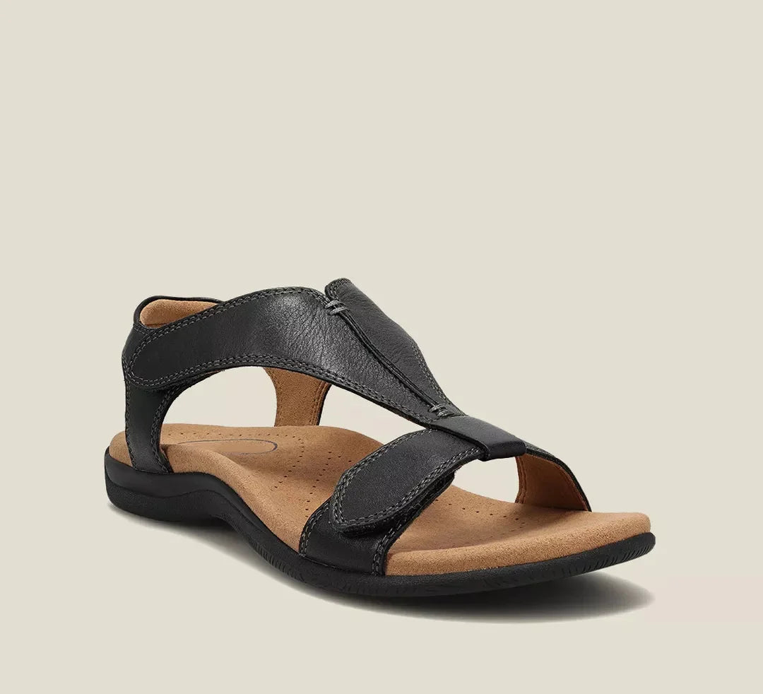 Women's Slide | T-Strap Arch Support Leather Cushioned