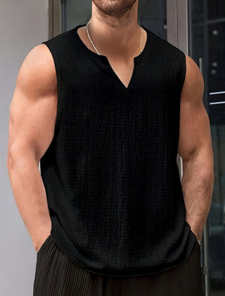 Men's Singlet Top | V-Neck Sleeveless Knit