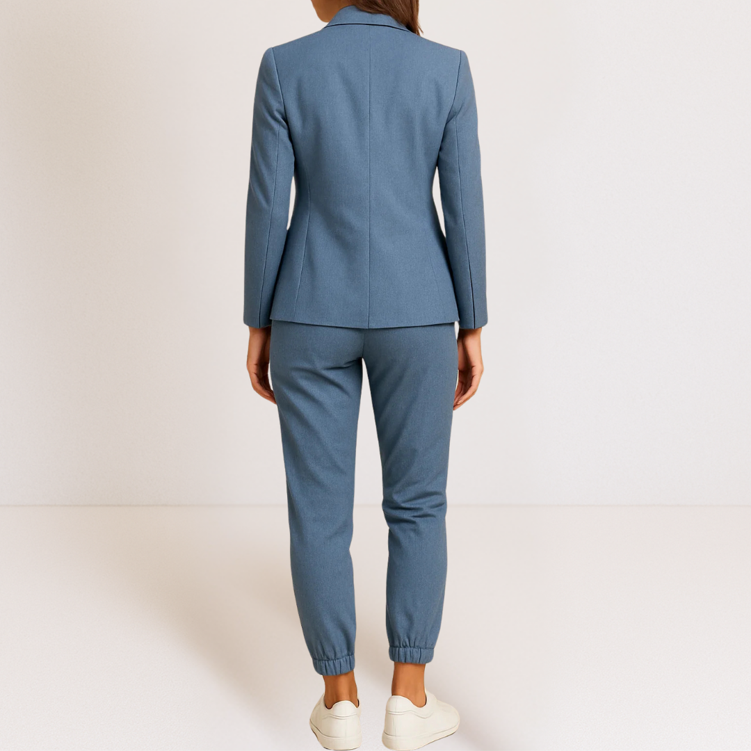 Women's Two Piece Set | Tailored Blazer Tapered Joggers Long Sleeve