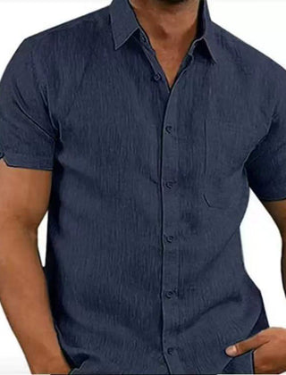 Men's Linen Shirt | Short Sleeve Collared Button Front