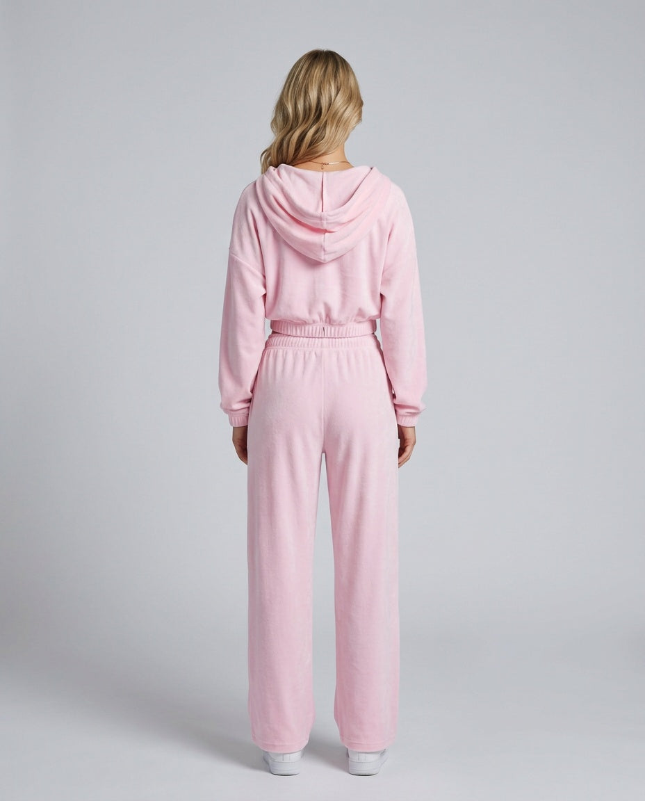 Women's Two Piece Set | Zip Long Sleeve Crop Top Wide Leg Relaxed